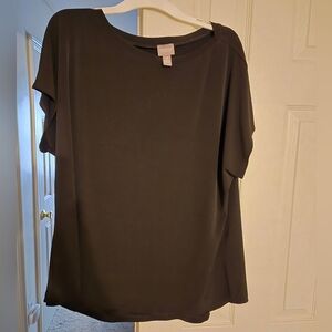 Chico's Classic Short Sleeve Black Blouse